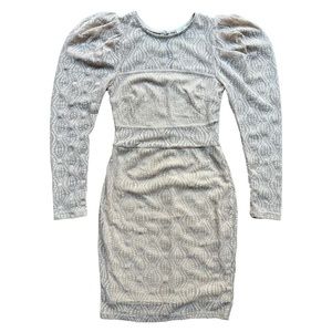 Haute Monde tight beige Long Sleeve Dress Size S